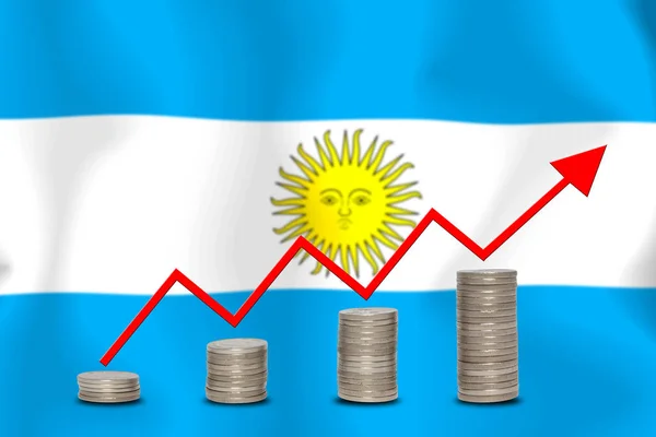 Concepto Gráfico Mejoramiento Económico Finanzas Contabilidad Sobre Fondo Bandera Argentina — Foto de Stock