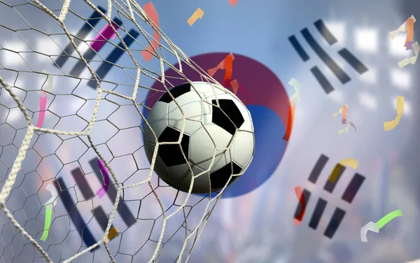 Coreia Sul Bandeira Futebol Ball Concept Esporte — Fotografia de Stock