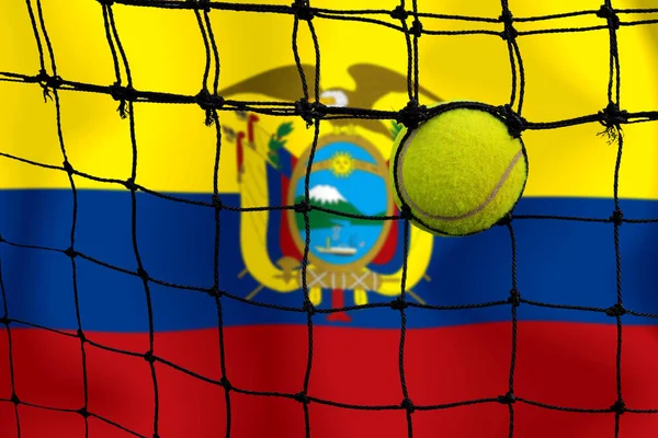 Tennis Boll Nätet Andorra Flagga Bakgrund — Stockfoto