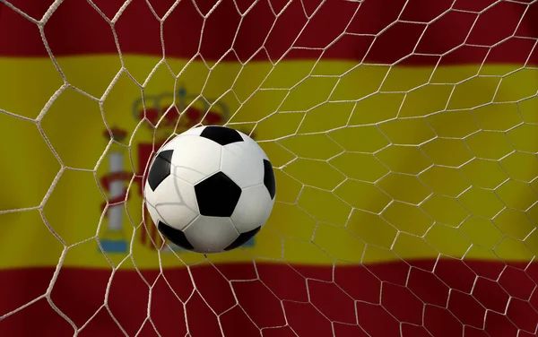 Bandera España Balón Futbol Concepto Deporte —  Fotos de Stock