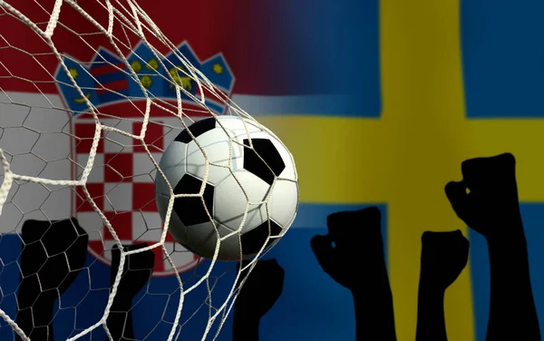 Fotboll Cup Tävling Mellan Den Nationella Kroatiska Och Nationella Sverige — Stockfoto