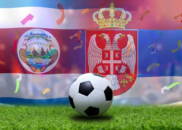 Voetbalbekerwedstrijd Tussen Nationale Costa Rica Het Nationale Servië — Stockfoto