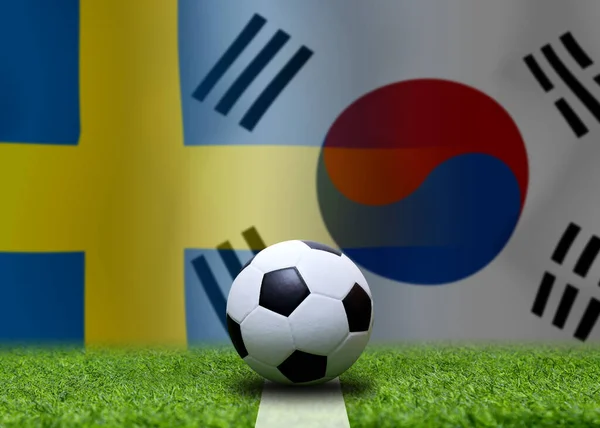 Competição Copa Futebol Entre Coreia Sul Nacional Suécia Nacional — Fotografia de Stock