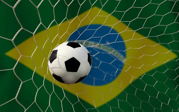 Bandera Brasil Pelota Fútbol Concepto Deporte —  Fotos de Stock