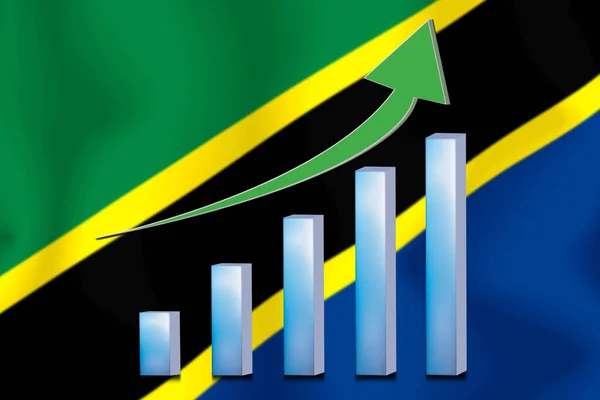 Begreppsdiagram Den Ekonomiska Förbättringen Finansiering Och Redovisning Med Flaggbakgrund — Stockfoto