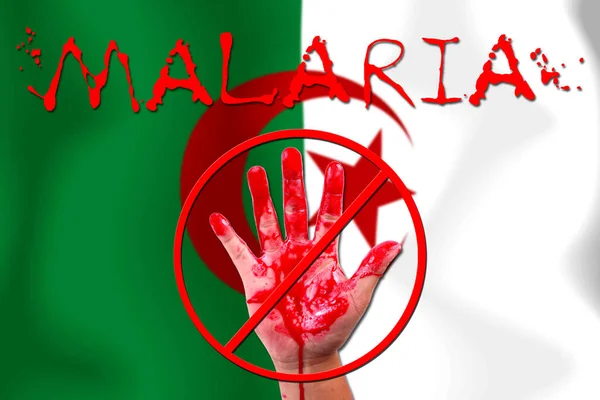 Detener Epidemia Malaria Fondo Bandera Argelia —  Fotos de Stock