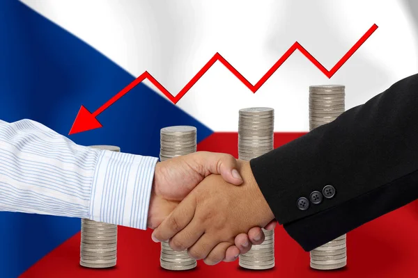 Handshake Contract Together Flag Czech Background — Stock Photo, Image