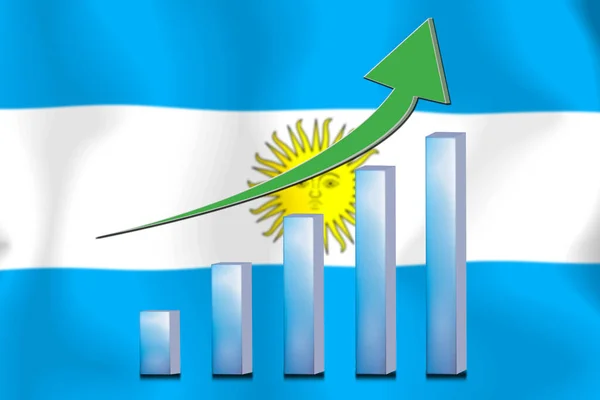 Concepto Gráfico Mejoramiento Económico Finanzas Contabilidad Sobre Fondo Bandera Argentina — Foto de Stock