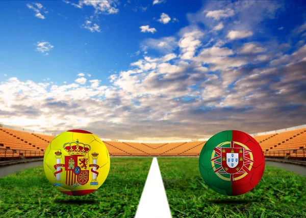 Fotboll Cup Tävling Mellan Den Nationella Spännvidden Och Nationella Portugisiska — Stockfoto