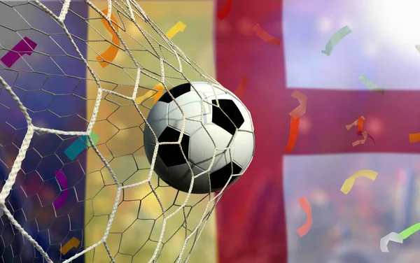Fußball Pokalwettbewerb Zwischen Der Belgischen Und Der Englischen Nationalmannschaft — Stockfoto