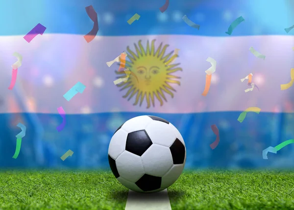 Argentinische Flagge Und Fußball Konzeptsport — Stockfoto