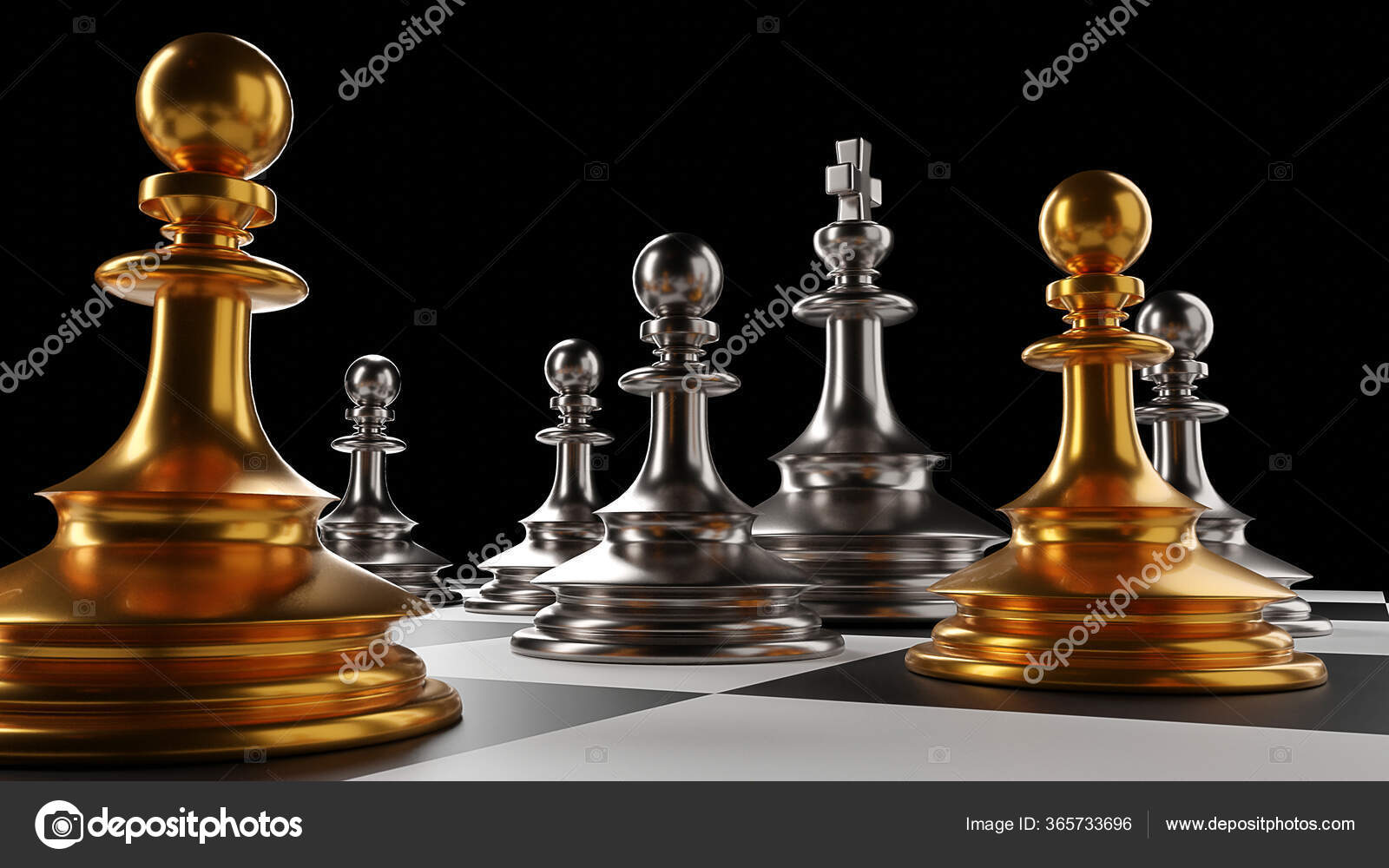 The King in battle chess game stand on chessboard with black