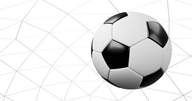 Ağdaki futbol topu, beyaz arka plan 33D renkte..