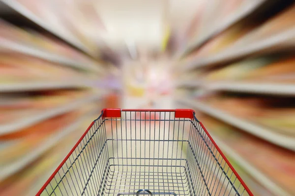 Résumé Brouillé Fond Intérieur Épicerie Allée Floue Supermarché Épicerie Entrepôt — Photo