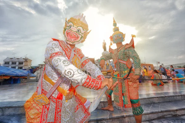 Korat Tailândia Outubro 2016 Khon Arte Dramática Tradicional Dança Clássica — Fotografia de Stock