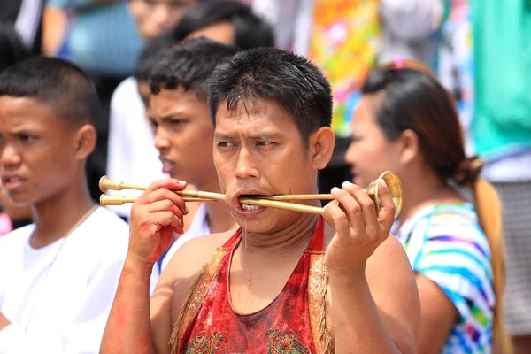 Nakhon Ratchasima Thailand Sep Unidentified Devotee Vegetarian Festival Person Som – stockfoto