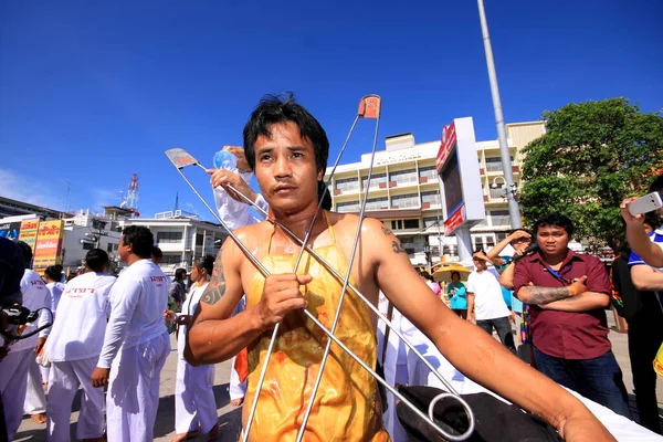 Nakhon Ratchasima Thailand Sep Niet Geïdentificeerde Toegewijde Van Vegetarisch Festival — Stockfoto