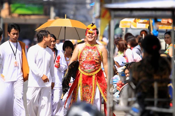 Nakhon Ratchasima Tailandia Sep Devoto Identificado Del Festival Vegetariano Persona —  Fotos de Stock