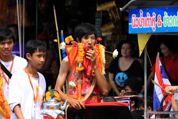 Nakhon Ratchasima Thailand Sep Unidentified Devotee Vegetarian Festival Person Who — Stock Photo, Image