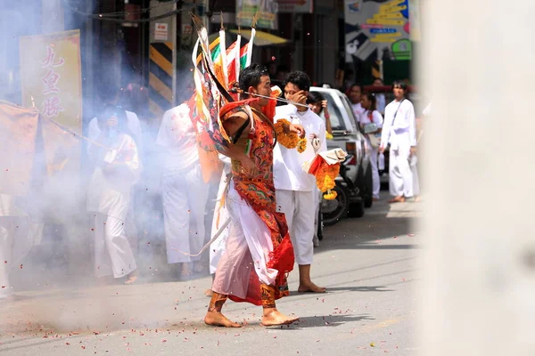 Nakhon Ratchasima Tailandia Sep Devoto Identificado Del Festival Vegetariano Persona — Foto de Stock