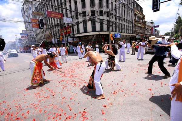 Nakhon Ratchasima Tailandia Sep Devoto Identificado Del Festival Vegetariano Persona — Foto de Stock