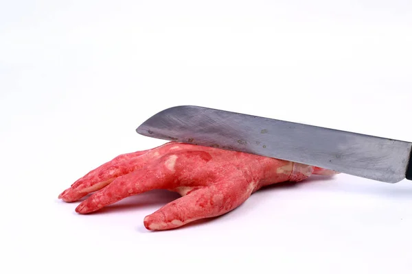 Кровавая Рука Сжимая Кулак Кровью Капающей Вниз Изолированы — стоковое фото