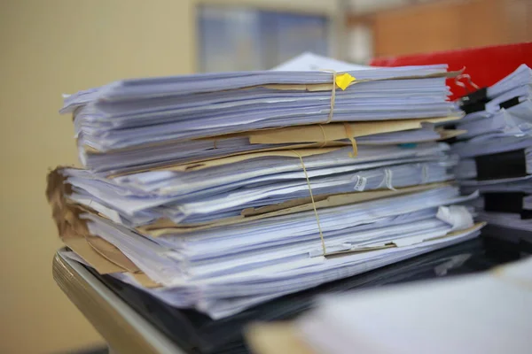 Stacked Documents Modern Office Blurred Backround — Stock Photo, Image