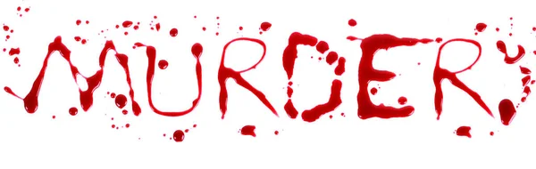 Bloody Print White Background Letters Murder — Stock Photo, Image