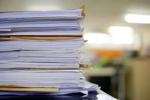 Paper Business Documents Unfinished Stacked Office Desk Archive Archive Analyzing — Stock Photo, Image