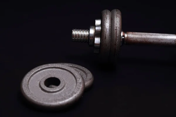 Close View Dumbbell Dark Background — Stock Photo, Image