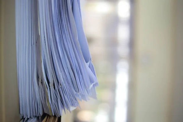 Stacked Documents Modern Office Blurred Backround — Stock Photo, Image