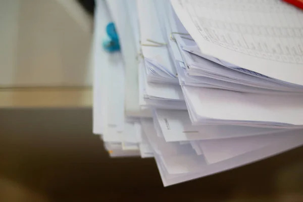 Papieren Zakelijke Documenten Van Onafgewerkte Gestapeld Bureau Archief Het Archief — Stockfoto