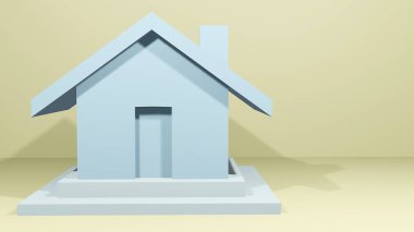 Gayrimenkul konsepti için iş kredileri, madeni paraları olan bir ev. Tasarruf parası ve... Corona virüsü COVID-19 'u önlemek için evden çalışıyorum. 3d oluşturma.