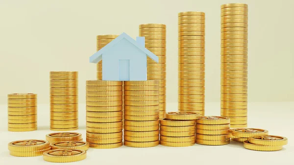 Business Loans Real Estate Concept House Dollar Coins Saving Money — Stock Photo, Image