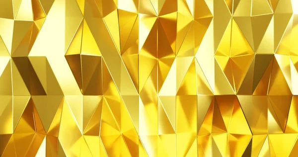 ゴールドクリスタル抽象モザイク背景 グラデーションの折り紙スタイルで幾何学的なイラスト 新しいデザインだ 3Dレンダリング — ストック写真