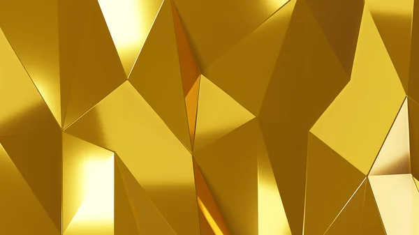 ゴールドクリスタル抽象モザイク背景 グラデーションの折り紙スタイルで幾何学的なイラスト 新しいデザインだ 3Dレンダリング — ストック写真