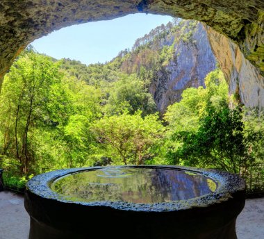 Fountain inside Skocjan Caves, one of UNESCO’s natural and cultu clipart