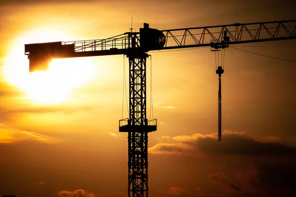 Gün batımı ışığıyla siluet vinç