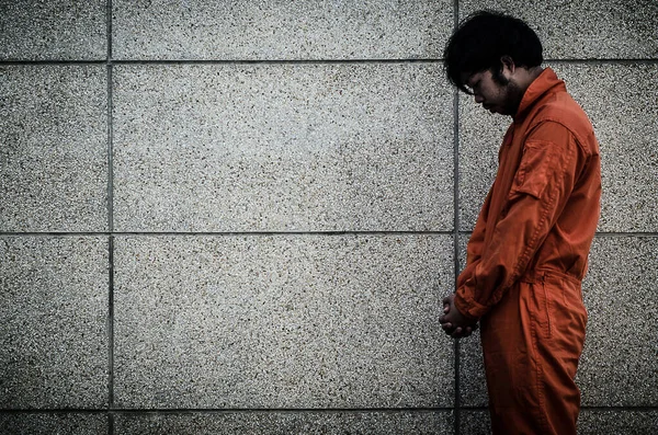 Asijský Depresivní Muž Vězeň — Stock fotografie