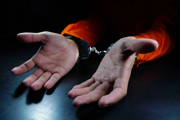 Close Male Hands Handcuffs — Stock Photo, Image