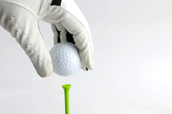 Golfe Mão Golfista Com Bola Desporto — Fotografia de Stock