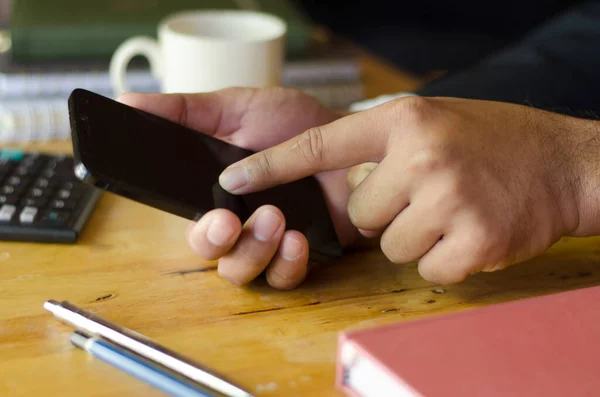 Close Business Man Hands Using Smartphone — Stock Photo, Image