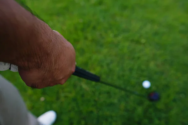 Golfista Jogando Com Clube Golfe — Fotografia de Stock