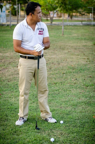 Golfista Homem Segurando Clube Golfe Antes Jogar Golfe — Fotografia de Stock