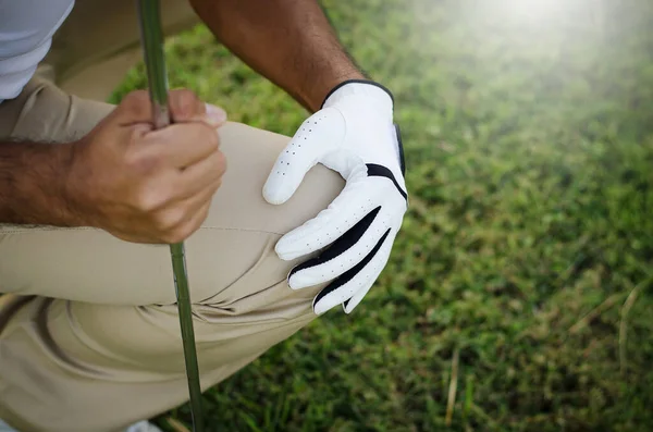 Jogador Golfe Masculino Asiático Cortado — Fotografia de Stock