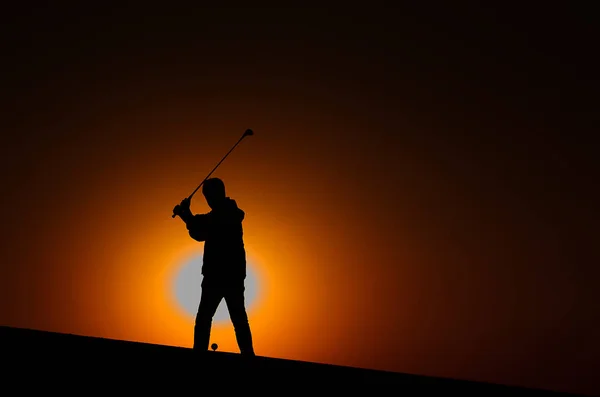 Golfe Shilluette Homem Jogando Golfe — Fotografia de Stock