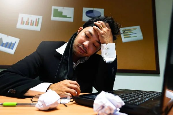 Ceo Asiático Homem Negócios Estressado Com Trabalho — Fotografia de Stock