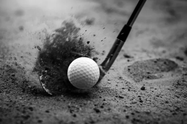 Golfistas Estão Batendo Bola Golfe Por Jateamento Areia — Fotografia de Stock