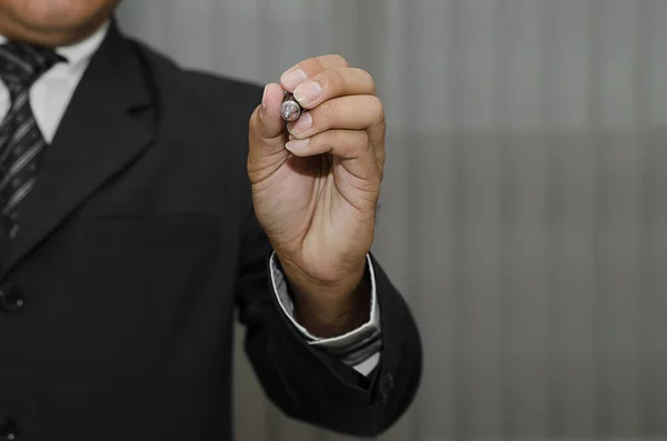 Hand Des Geschäftsmannes Arbeitet Mit Touchscreen Schnittstelle — Stockfoto