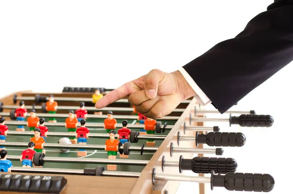 Businessman Playing Table Football Business Concept — Stock Photo, Image